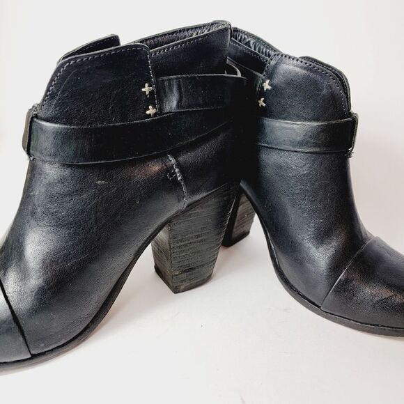 Rag & Bone Harrow Black Leather Moto Inspired Boot Size 38.5 - Picture 7 of 15